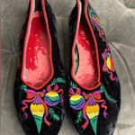 Jack Sprat Velvet Holiday Vintage Flats, Size 9.5 Photo 0