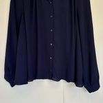 Zoa  New York Navy Long Sleeve Button Down Blouse Medium Photo 2