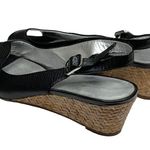 Banana Republic š¤ Leather Peep Toe Slingback Sandals Straw Espadrilles š¤ Black Photo 5