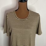 LOGO By Lori Goldstein lace trimmed linen blend striped t-shirt dress size M Photo 4
