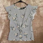 Sweet Wanderer Women’s Floral Stripe Blouse w/Tie Sz Medium- Summer Season Photo 0