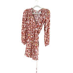 Billabong Women's  S Rust Floral Long Sleeve Wrap Mini Dress Photo 3