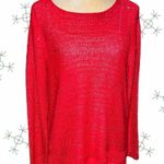 Faded Glory  beautiful red sparkly holiday sweater with peek a boo sheer … Photo 1