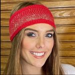 Red Rhinestone Knit Headband Photo 0