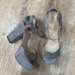 via spiga  Taupe Suede Platform Block Heel Sandals Ankle Strap Women’s Size 9 Photo 0