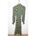 The Drop Geometric Print Midi Shirt Dress Long Sleeve Size XS Yellow Blue Photo 6