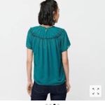 J.Crew NWT Gathered bib top in drapey swiss dot in green Photo 7