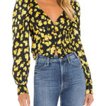 For Love & Lemons ‎ Elisa Marigold Pleated Blouse Sz XS Photo 0