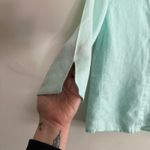 DAVID N | 100% Linen Sea Foam Green Button down 3/4 Sleeve Shirt | Medium Photo 4