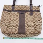 Coach  F28504 Brown Tan Signature Stripe Shoulder Tote Bag Purse Classic Logo Photo 7