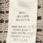 Lulus Fairlyn ivory and blue linen blend striped tie front crop top, size Medium Photo 4