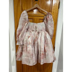 Selkie Venus Puff Dress Pink Angelic Floral Foil Organza Mini Cottagecore Photo 6