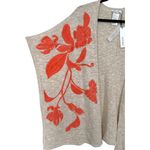 NWT Chicos Embroidered Knit Ruana Neutral Orange Floral Linen Cotton Size S/M Tan Photo 9