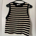 Mango  Black and White Striped Tank Top Photo 1