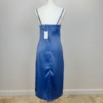We Wore What  Cowl Midi Slip Dress Satin Charmeuse Slate Blue Classic US 2 NWT Photo 5