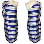 Banana Republic  One Shoulder Cascading Bow Striped Sheath Dress Photo 1