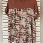 Bobeau  Brown and Green Short Sleeve Tie Dye Blouse - Size Large - VGUC Photo 1