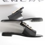 Givenchy New  4G Black Leather Silver Logo Slides Photo 7