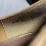 Vtg Y2K Impo Beige Leather Black Patent Cap Toe Square Toe Buckle Pumps Sz 8 Tan Photo 5