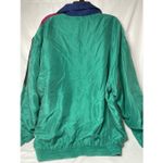 Vintage Casanova Italy Green Silk Track Jacket with Color Blocks XL Blue Photo 5