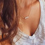 Boho Dainty Marble Necklace Gold Photo 0