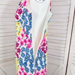 Talbots ‎ Petite Floral Eyelet Ruffle Trim Neck Sleeveless Dress White Multi 2P Photo 8