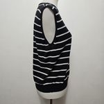 City Silk Black & White Stripe Sleeveless Crewneck Silk Blend Sweater Size XL Photo 2