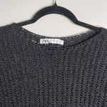 ZARA  Womens Black Open Knit Long Sleeve Scoop Neck Sweater Size Small Photo 2