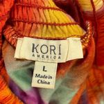 Kori America Strapless Tiered Ruffle Dress Coverup Tie-Dye Orange Purple Size L Photo 2