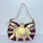 Miss Tina Caged Beast Gold Leather Handbag Photo 6