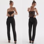 House Of CB  Tansy Black‎ Satin Trousers Straight leg NWOT Size XL Photo 1