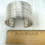 Sterling silver ribbed cuff bracelet, made in Israel Photo 12