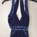 Nightway navy blue open back low cut prom holiday dress size 4 Photo 2