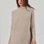 Turtleneck Batwing Sleeve Oversized Ribbed Knit Tunic Sweater (72) Photo 2