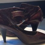 Anthropologie+Farylrobin Leather Burgundy Mary Jane Ankle Cuff 3.5 Heels Sz 7. Brown Photo 0