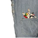 Vintage Looney Tunes 90s Sleeveless Pinstripe Denim Jean Dress Size Large Blue Photo 6