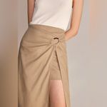 J.ING Jing Beige Linen & Cotton Midi Skirt Size XS NWT Tan Photo 2