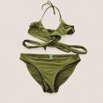 Aerie Olive green ruffle wrap bikini set medium Photo 0