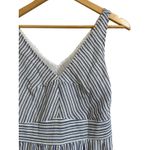 Zyga juliette white blue linen striped v‎ neck sleeveless dress size Small Photo 1