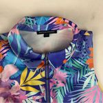 Boston Proper women's medium Mini Dress blue pink zip Tropical Print Photo 4
