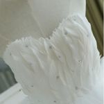 White Feather Corset Tulle Dress Swan Lake Balletcore Rhinestone Strapless Tutu Dres - Size XS Photo 7
