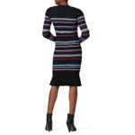 Parker Bruna Black Multicolor Striped Long Sleeve Crewneck Knit Sweater Dress L Photo 1