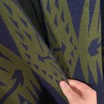 Hannah navy and moss green aztec knit poncho Blue Photo 7