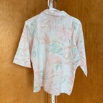 VTG Cabrais Tropical Floral Button Up Shirt Women S Pink Teal Short Sleeve Size M Photo 4