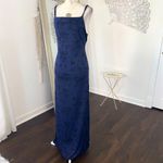 Early 2000's Navy Blue Black Whimsygoth Crushed Velvet Ethereal Prom Dress L Size L Photo 3