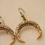 Vince Camuto  Crescent Moon Gold Tont Crystal Dainty Chic Fish Hook Earrings Photo 1