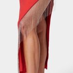 Bebe NWT FRINGE DETAIL HIGH SLIT DRESS Photo 0
