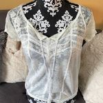 Aeropostale AÉROPOSTALE Cream Lace Sheer Top Size Large Photo 0
