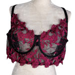 Torrid  Floral Embroidered Mesh Underwire Bra 4X 26 Black Fuchsia Photo 0