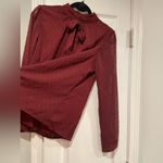 NWT Aconiya Size M Burgundy Swiss Dot Chiffon Lined High Neck Bow Lined Top Red Size M Photo 7